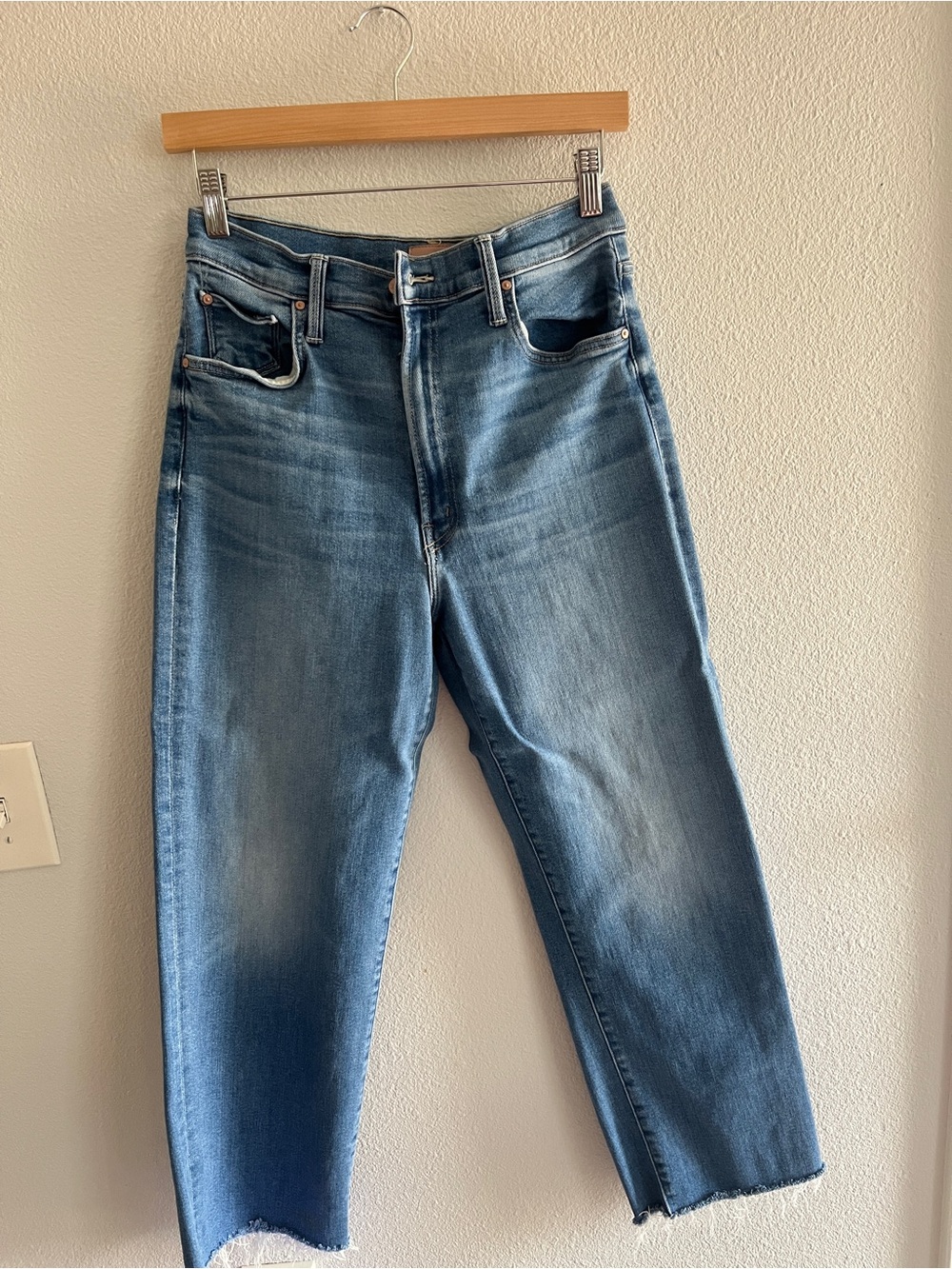 Mother Rambler Zip Flood Straight Leg Jean - Out of The Blue
